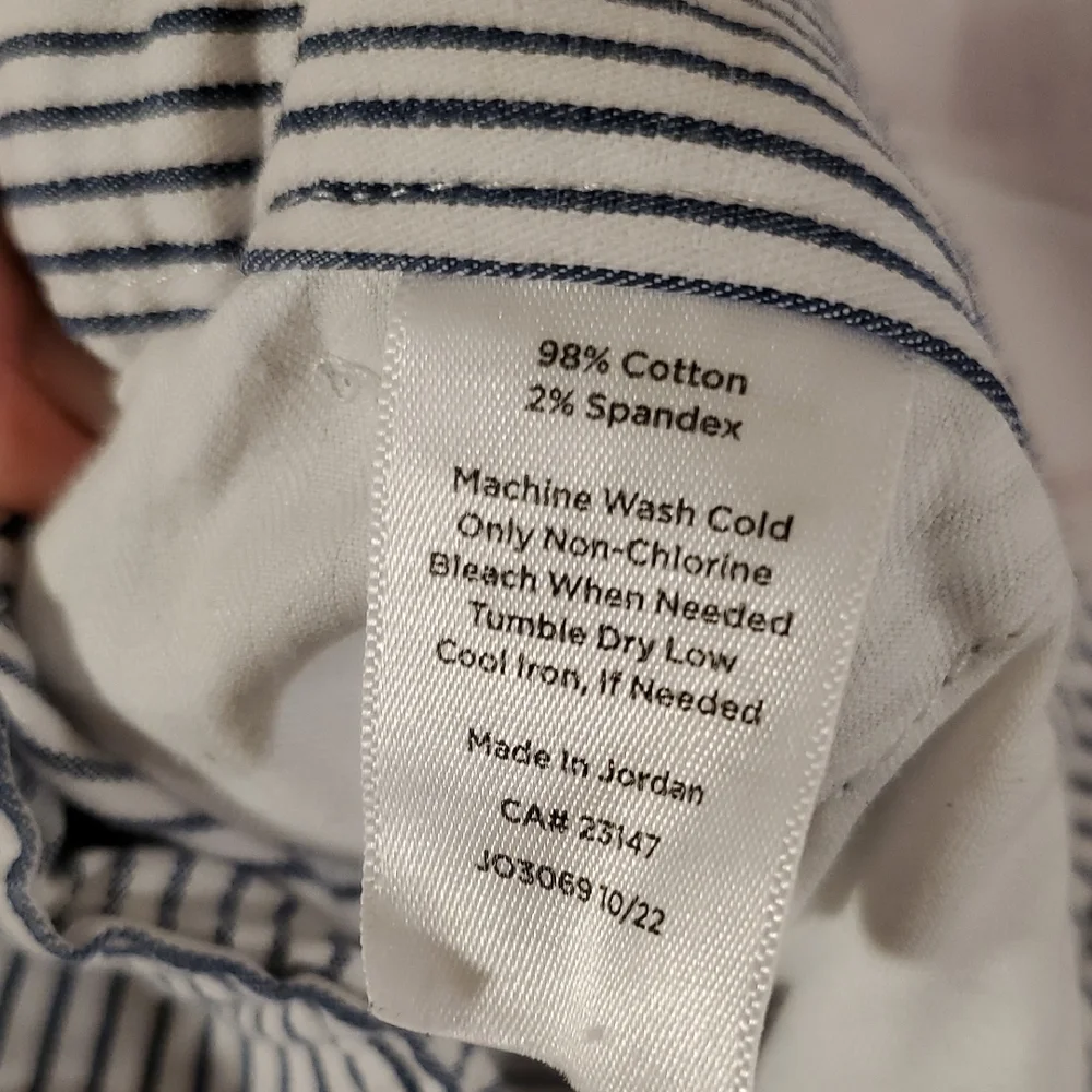Talbots Blue And White Striped Cropped Pants Pockets Size 2X - Picture 8 of 8